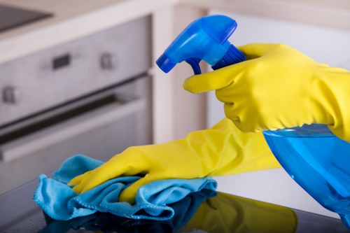 Professional sofa cleaning process in a living room